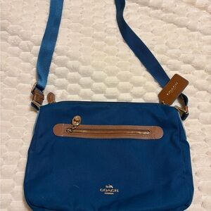 Coach Royal Blue and Tan Crossbody Bag